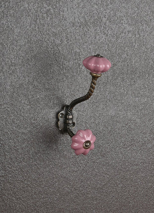 Solid Pink Color Ceramic Cabinet  Knob & Hanger Bundle – Decorative Closet Hardware
