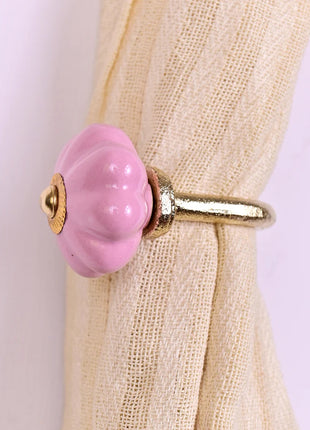 Handmade Solid Pink Ceramic Drawer Cabinet Knob & Curtain Tie Bundle