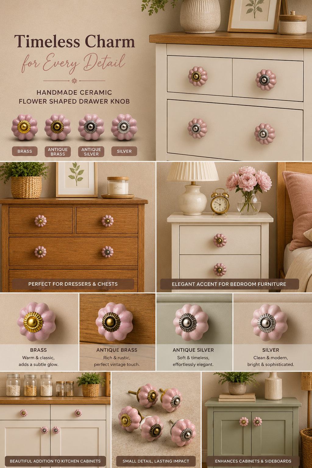 pink knobs for dresser Unique Bargains Ceramic Corrosion-Resistant Dressing Table Cabinet Knob 4 Pcs Pink : Target