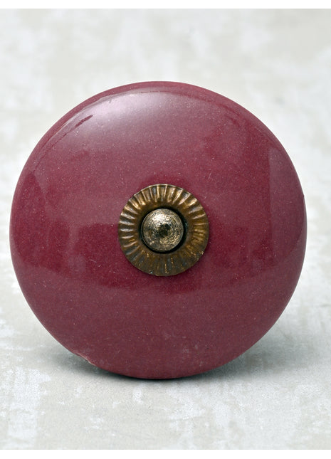 Round Solid Maroon Ceramic Drawer Knob