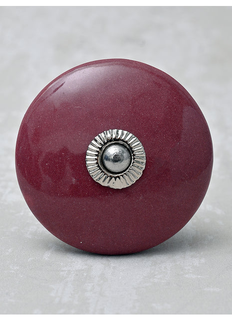 Round Solid Maroon Ceramic Drawer Knob