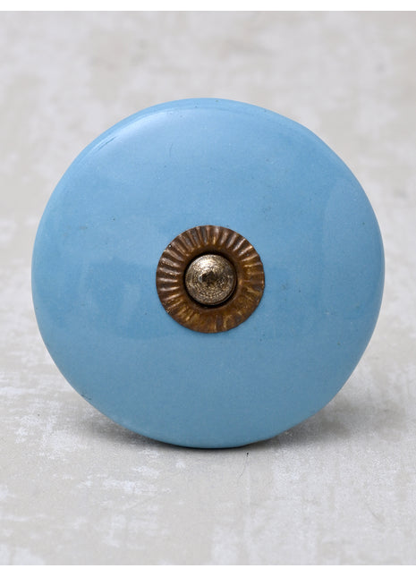 Solid Round Shape Turquoise Color Cabinet Knob