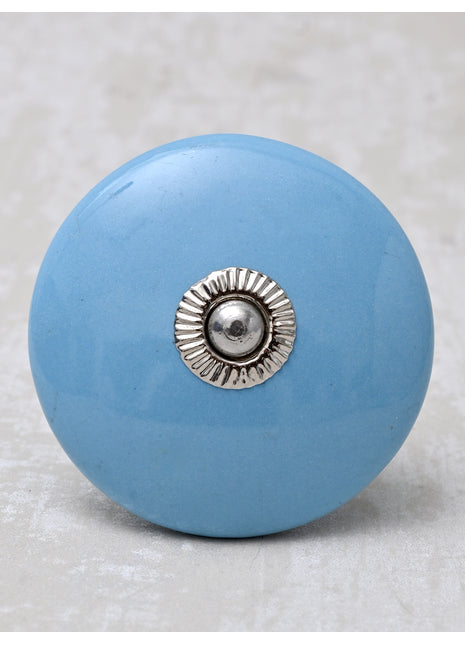 Solid Round Shape Turquoise Color Cabinet Knob
