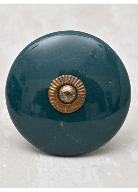 Solid Round Dark Green Ceramic Dresser Cabinet Knob