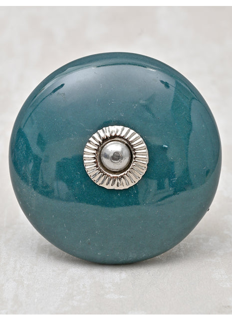 Solid Round Dark Green Ceramic Dresser Cabinet Knob