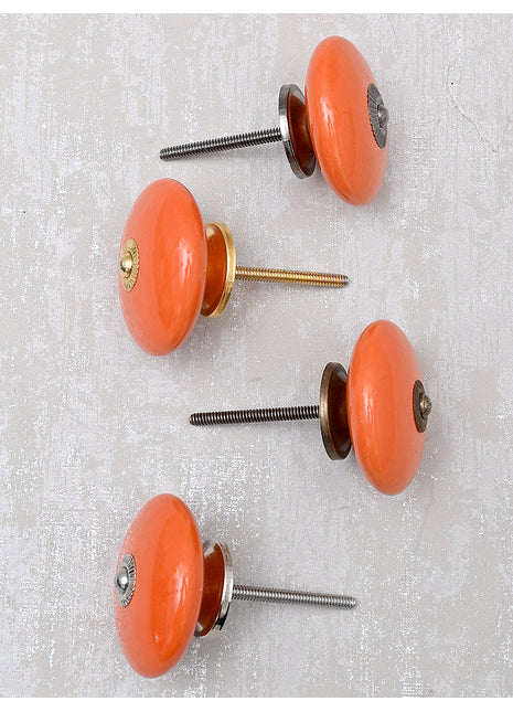 Solid Orange Ceramic Cabinet Door Knob