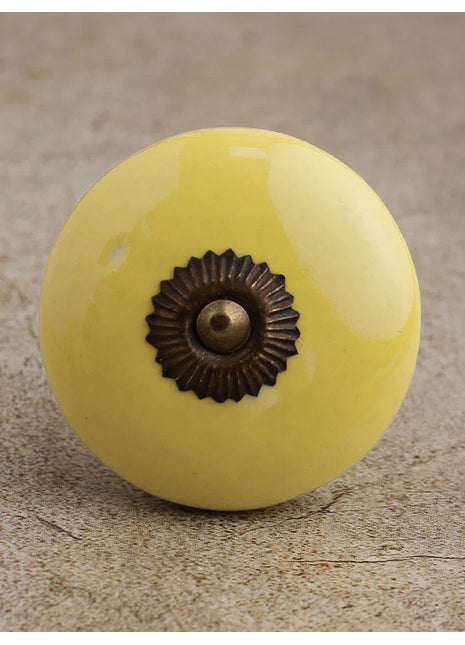 Round Solid Yellow Ceramic Door Knob