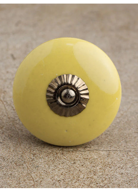 Round Solid Yellow Ceramic Door Knob