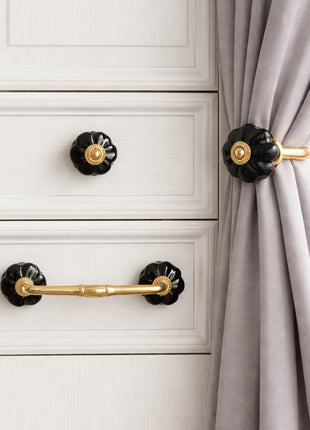 Black Color Ceramic Knob, Curtain Tie & Pull Bundle