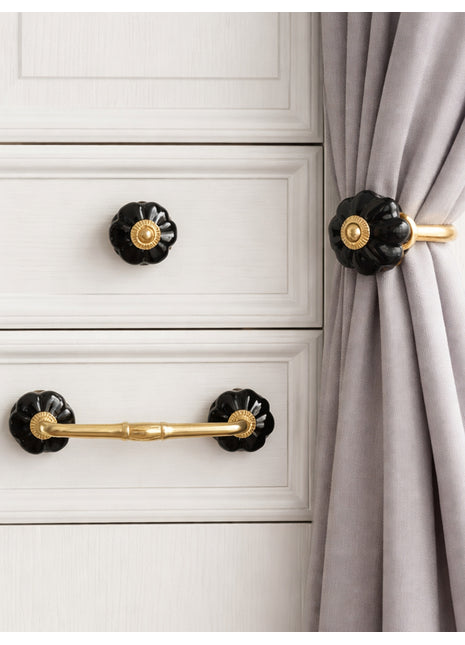 Black Color Ceramic Knob, Curtain Tie & Pull Bundle