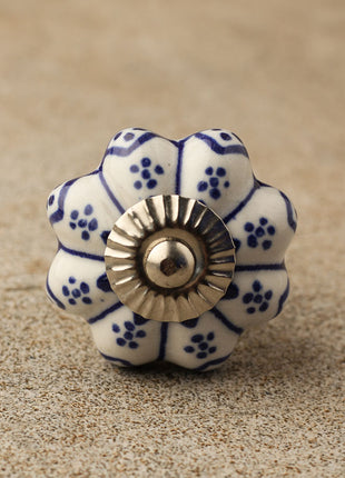 Blue Design On White Base Ceramic Knob, Curtain Tie & Pull Bundle