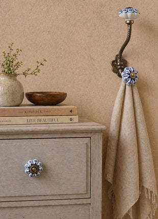 Blue Design Ceramic Cabinet  Knob & Hanger Bundle – Decorative Closet Hardware
