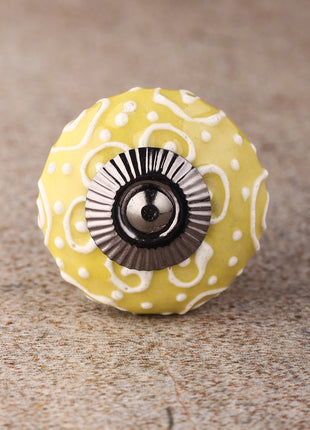 Handmade Yellow Ceramic Drawer Cabinet Knob & Curtain Tie Bundle
