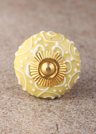 Handmade Yellow Ceramic Knob, Curtain Tie & Pull Bundle