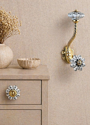 Black Design Ceramic Cabinet  Knob & Hanger Bundle – Decorative Closet Hardware