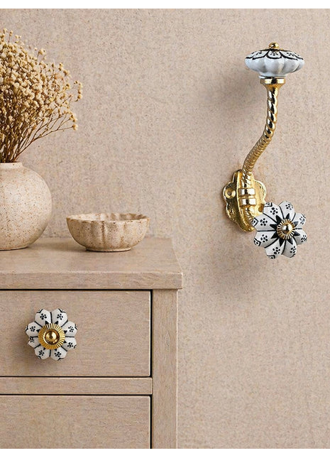 Black Design Ceramic Cabinet  Knob & Hanger Bundle – Decorative Closet Hardware