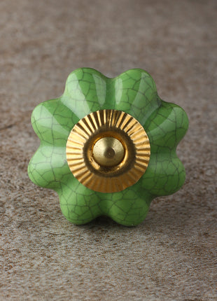 Handmade Green Cracked Ceramic Knob, Curtain Tie & Pull Bundle