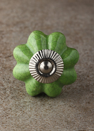 Handmade Green Cracked Ceramic Drawer Cabinet Knob & Curtain Tie Bundle