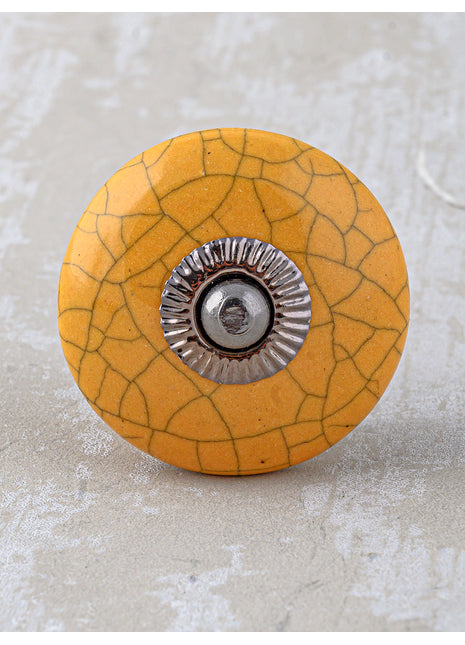 Mustard Cracked Ceramic Kitchen Cabinet Knob