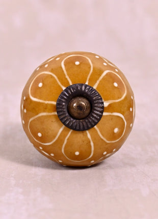Stylish Brown Ceramic Dresser Knob With Embossed Design
