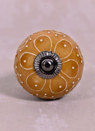 Stylish Brown Ceramic Dresser Knob With Embossed Design