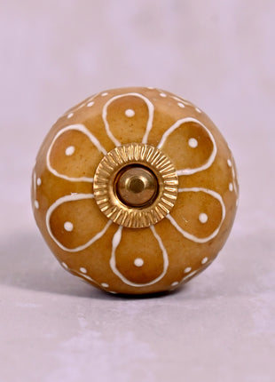 Stylish Brown Ceramic Dresser Knob With Embossed Design