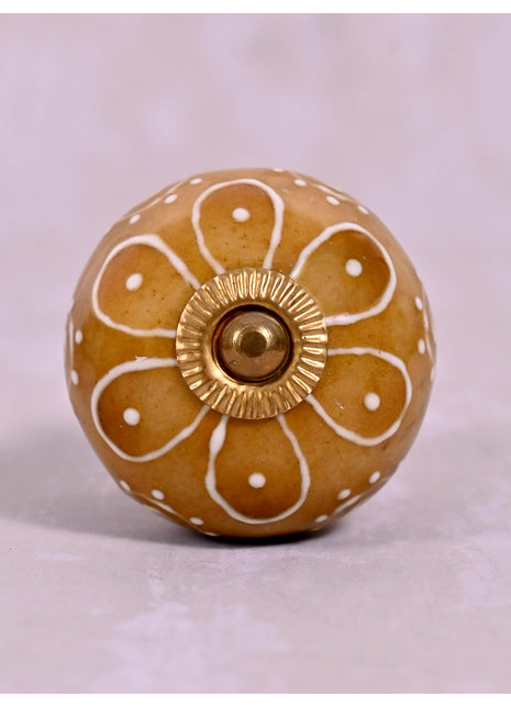 Stylish Brown Ceramic Dresser Knob With Embossed Design