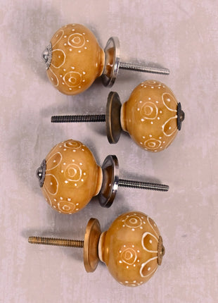 Stylish Brown Ceramic Dresser Knob With Embossed Design