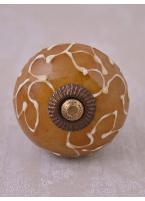 Brown Kitchen Cabinet Knob With Embossed Design