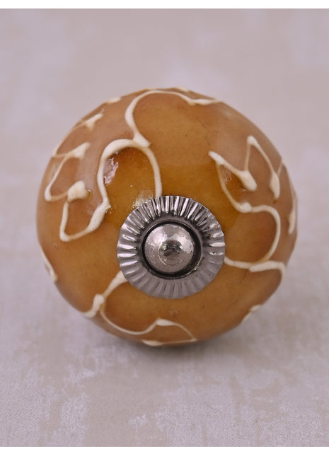 Brown Kitchen Cabinet Knob With Embossed Design