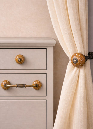 Brown Ceramic Knob, Curtain Tie & Pull Bundle