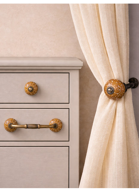 Brown Ceramic Knob, Curtain Tie & Pull Bundle