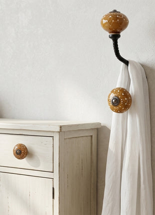 Handmade Brown Ceramic Cabinet  Knob & Hanger Bundle – Decorative Closet Hardware