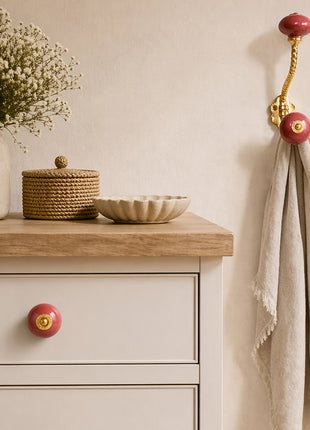 Maroon Ceramic Cabinet  Knob & Hanger Bundle – Decorative Closet Hardware