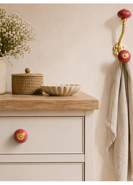 Maroon Ceramic Cabinet  Knob & Hanger Bundle – Decorative Closet Hardware
