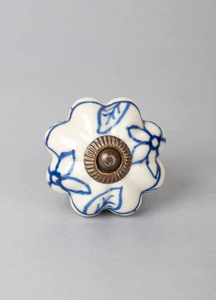Blue Design on White Ceramic Cabinet  Knob & Hanger Bundle – Decorative Closet Hardware