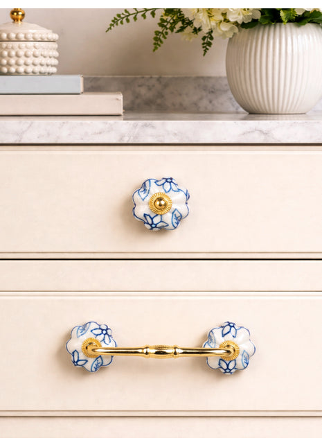 Blue Design on White Ceramic Knob & Pull Bundle
