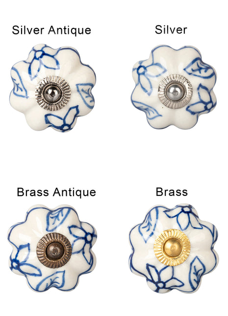 Blue Design on White Ceramic Knob & Pull Bundle