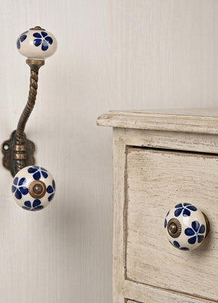 Blue Flower Ceramic Cabinet  Knob & Hanger Bundle – Decorative Closet Hardware