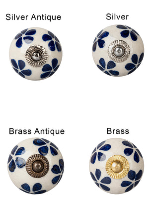 Blue Flower Ceramic Drawer Cabinet Knob & Curtain Tie Bundle