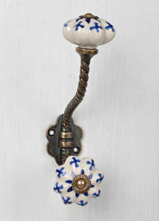 Blue Flower Ceramic Cabinet Knob & Hanger Bundle – Decorative Closet Hardware Set