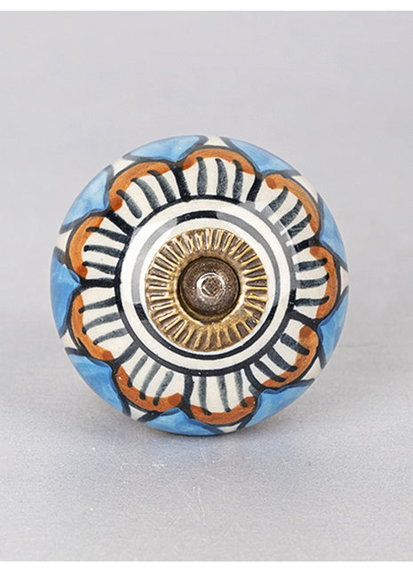 Turquoise and Brown Ceramic Cabinet Knob