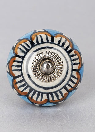 Turquoise and Brown Ceramic Cabinet Knob