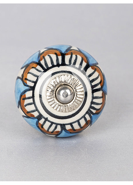 Turquoise and Brown Ceramic Cabinet Knob