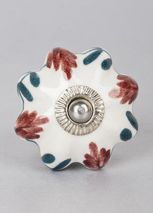Red Flower On White Ceramic Knob, Curtain Tie & Pull Bundle