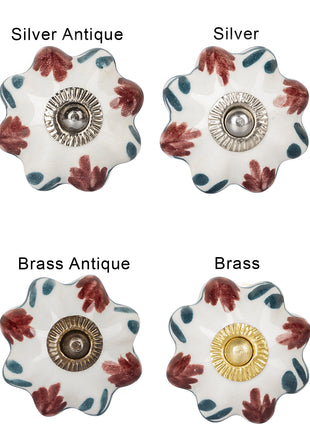 Red Flower On White Ceramic Knob, Curtain Tie & Pull Bundle