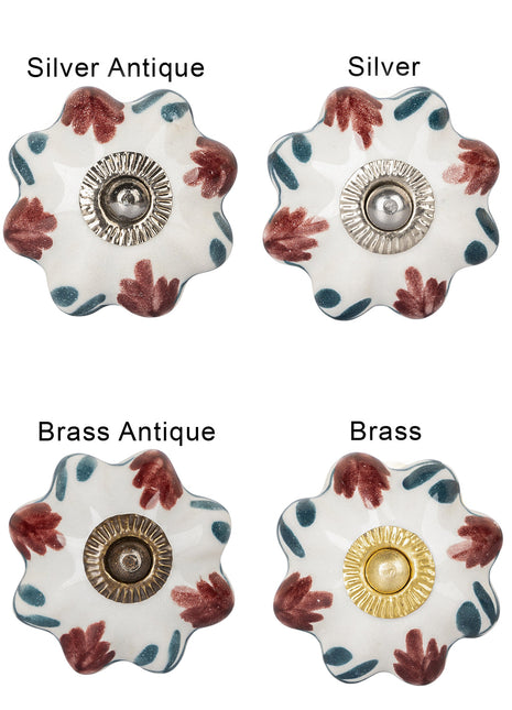 Red Flower On White Ceramic Knob, Curtain Tie & Pull Bundle