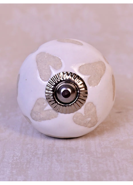 Heart Shape Design on White Ceramic Knob