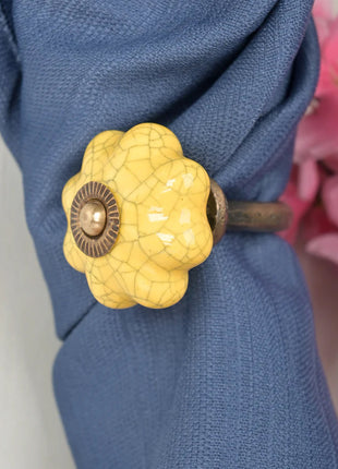 Yellow Ceramic Drawer Cabinet Knob & Curtain Tie Bundle