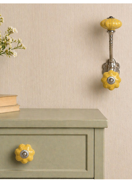 Yellow Ceramic Cabinet  Knob & Hanger Bundle – Decorative Closet Hardware